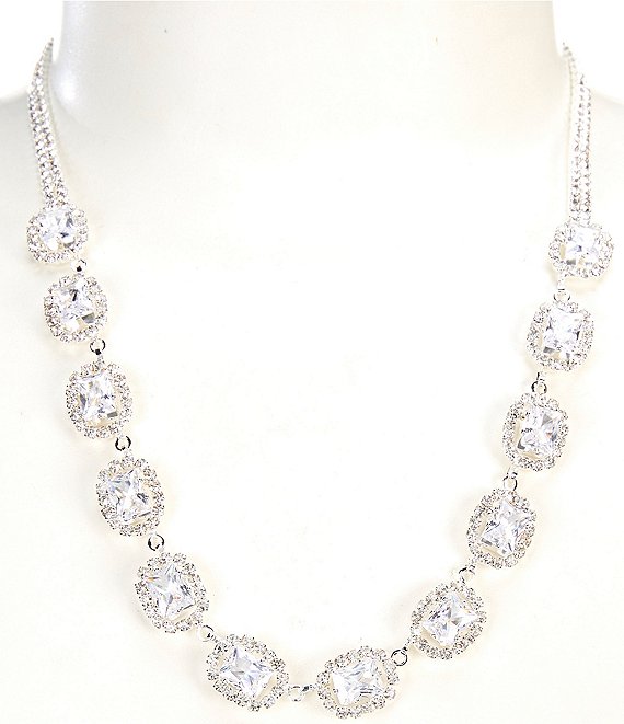 Cezanne Mix Stone Halo Collar Necklace