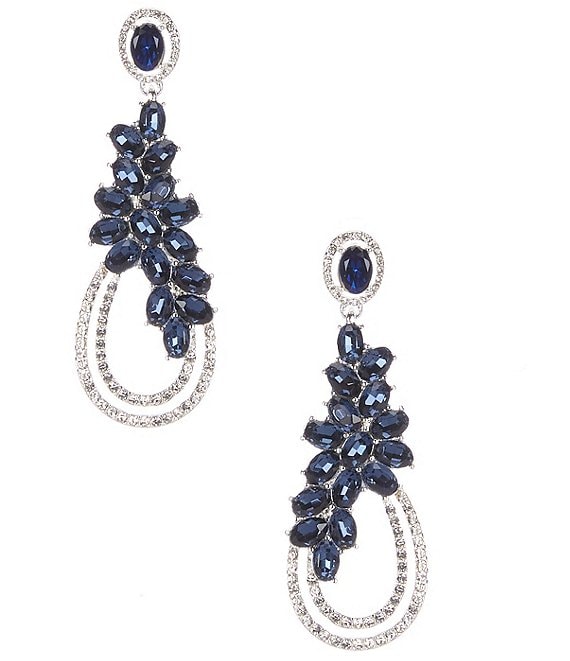 Cezanne Montana Oval Crystal Cluster Tear Drop Earrings