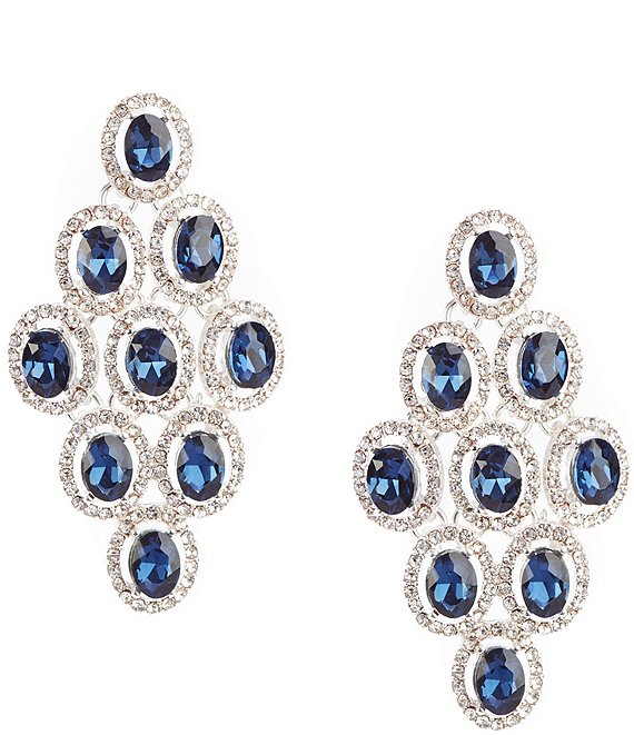 Cezanne Montana Oval Crystal Pave Kite Drop Earrings