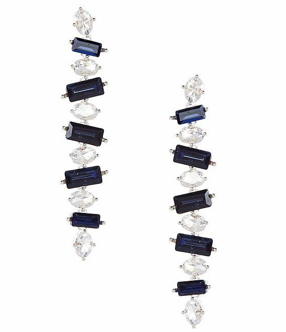 Cezanne Oval & Montana Rectangle Stone Linear Earrings