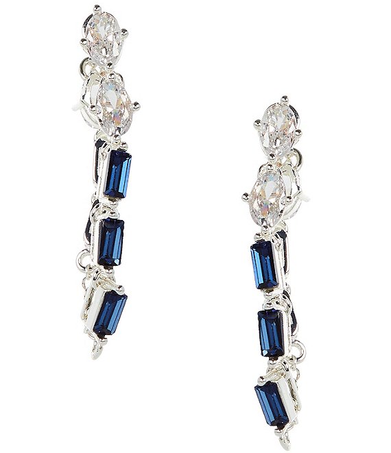 Cezanne Oval & Montana Rectangle Stone Short Chain Front Back Earrings