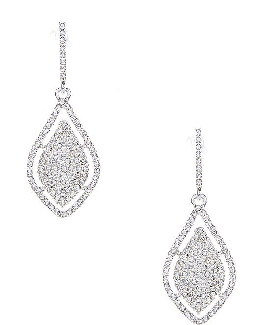 Color:Silver - Image 1 - Pave Diamond Drop Earrings
