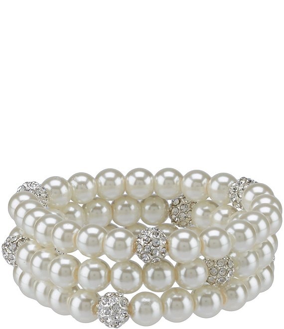 Cezanne Crystal Faux-Pearl & Pave Fireball Stretch Bracelet Set | Dillard's