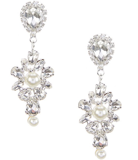 Cezanne Pearl Flower Crystal Chandelier Earrings | Dillard's