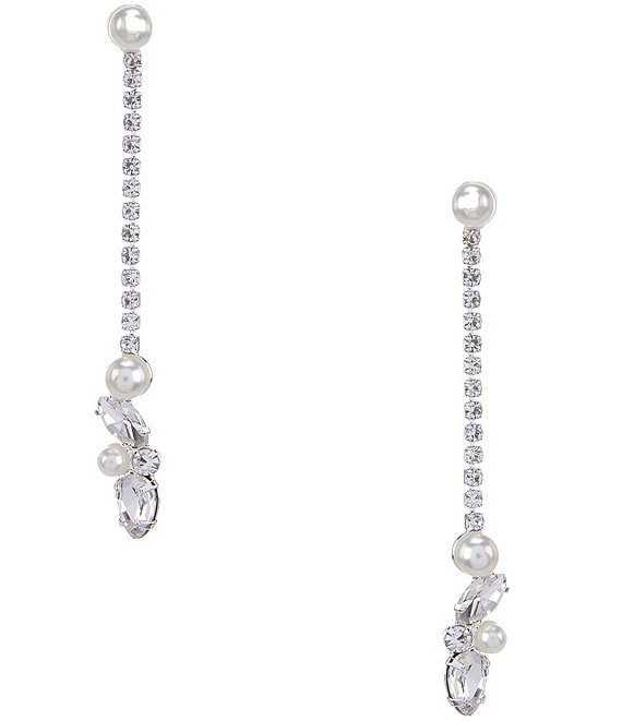 Cezanne Pearl Trim Linear Earrings