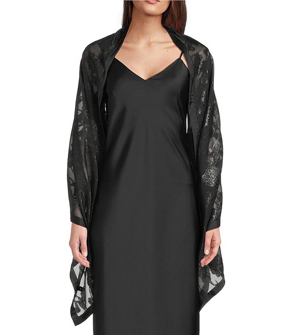 Cezanne Sheer Flower Satin Evening Wrap