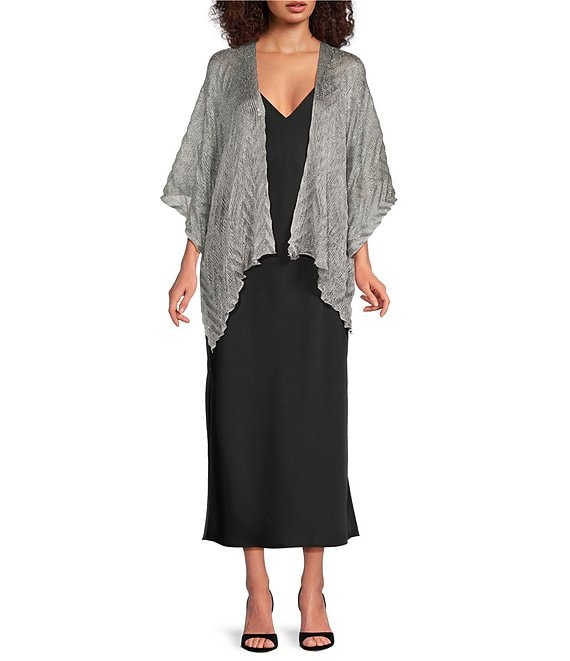 Cezanne Silver Chevron Weave Shimmer Kimono