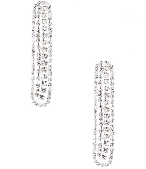 Cezanne Tamara Linear Earrings, Silver/Crystal - Image 1