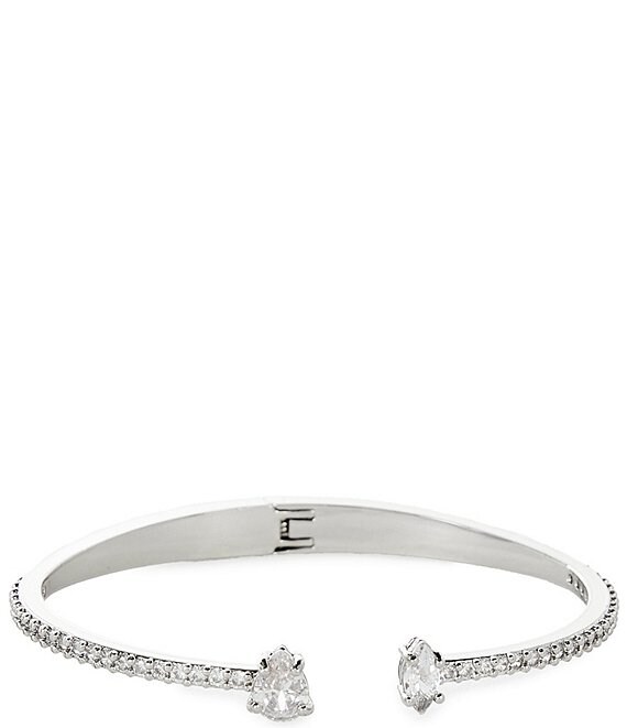 Cezanne Teardrop & Navette Stone Delicate Pave Hinge Bracelet