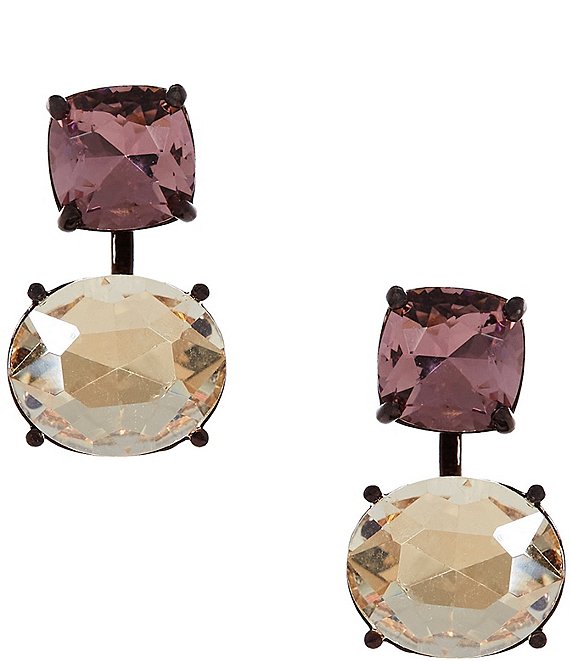 Cezanne Vintage Rose & Champagne Stone Front Back Earrings