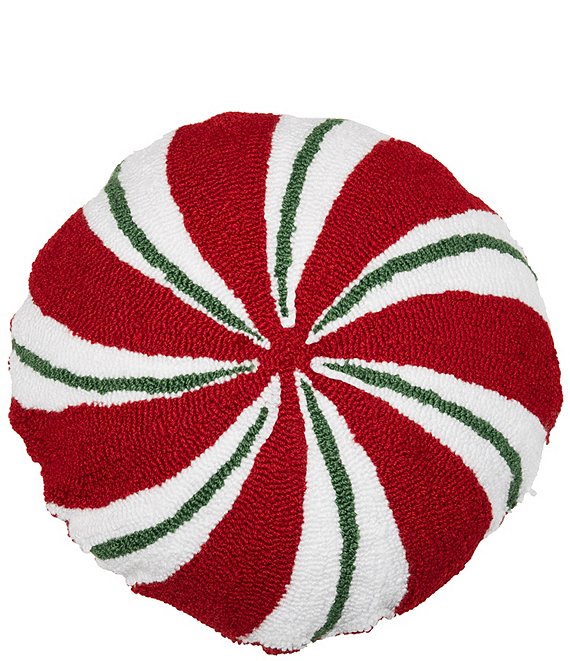 C&F Home Holiday Collection Peppermint Shaped Hooked Pillow