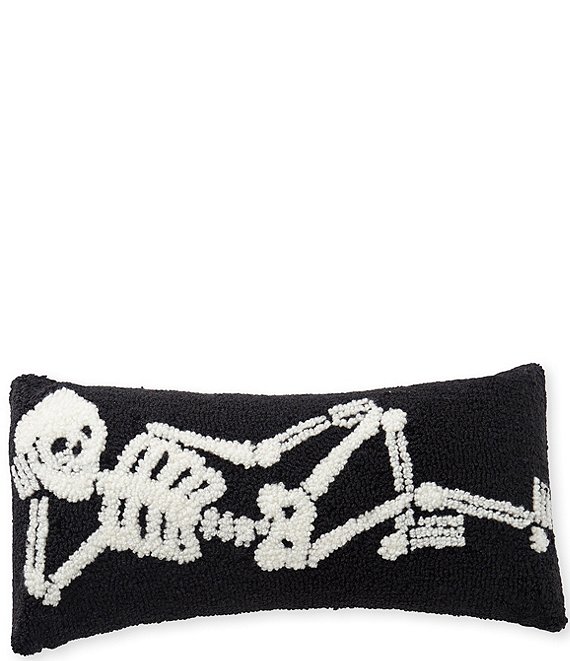 C&F Home Relaxed Pose Skeleton Halloween Hooked Accent Pillow
