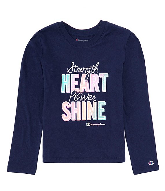 Champion Big Girls 7-16 Long-Sleeve Heart Shine T-Shirt | Dillard's