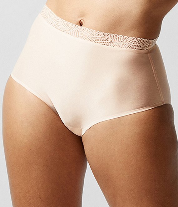 Color:Nude Blush - Image 1 - Soft Stretch High Waist Brief with Lace