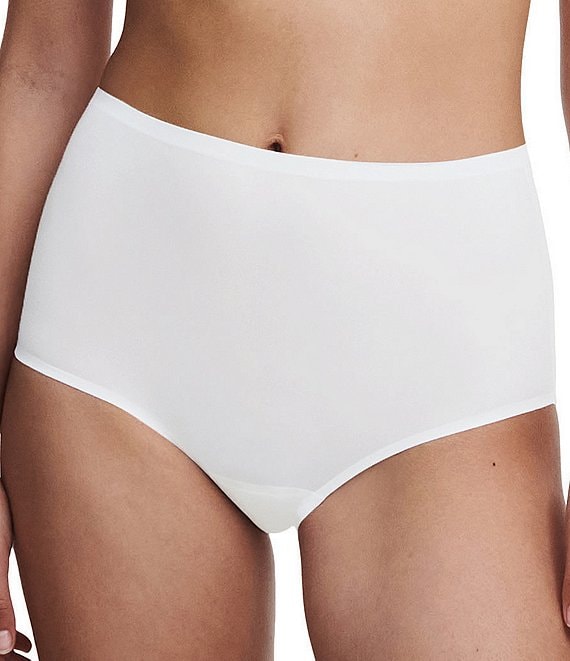 Color:White - Image 1 - Solid Soft Stretch High Waist Brief Panty