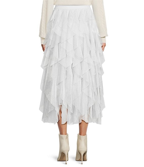 Chelsea & Violet Asta Metallic Tulle Midi Skirt | Dillard's