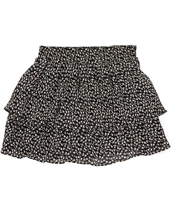 Color:Black Ditsy - Image 1 - Big Girls 7-16 Two Tier Ruffle Mini Skirt