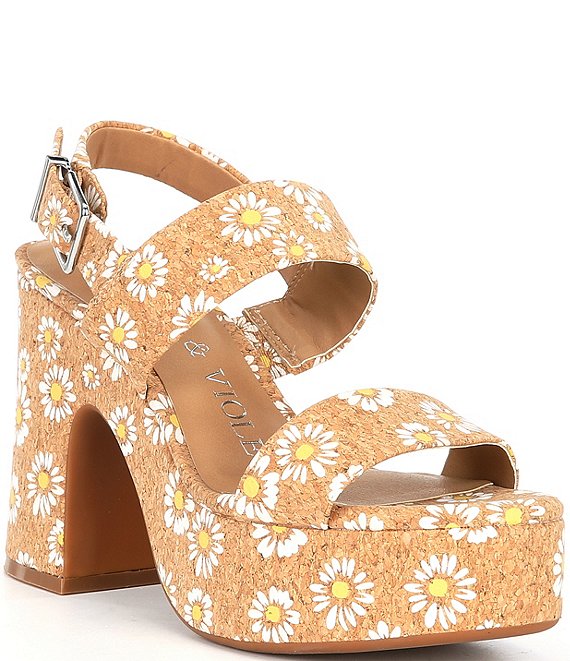 Floral print platform heels top