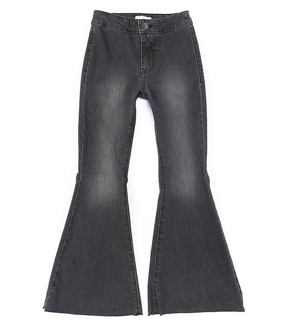 Color:Grey Wash - Image 1 - Girls Big Girls 7-16 Denim Exaggerated Flare Jeans