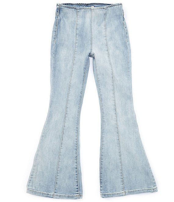 Color:Bleach - Image 1 - Girls Big Girls 7-16 Seamed Flare Pull-On Jeans