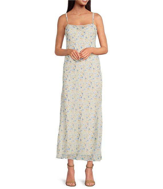 Chelsea & Violet Lesley Printed Chiffon Long Slip Dress | Dillard's