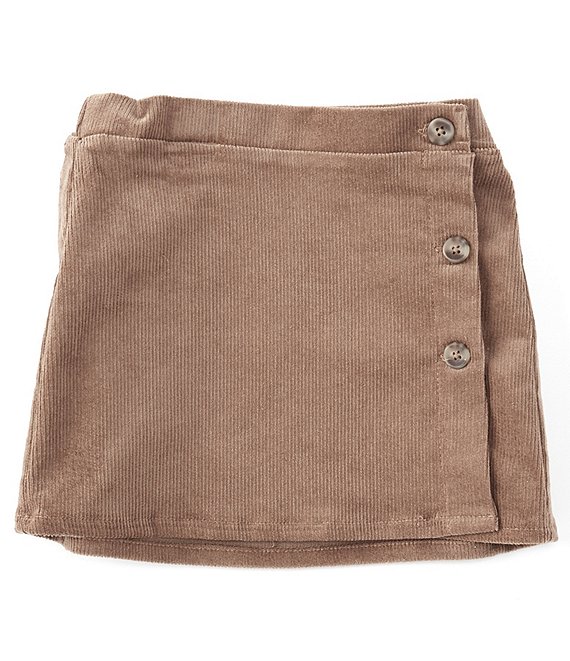 Color:Brown - Image 1 - Little Girls 2T-6X Corduroy Wrap Skirt