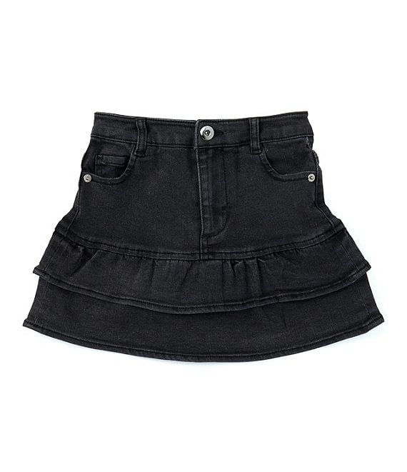 Denim ruffle mini skirt best sale