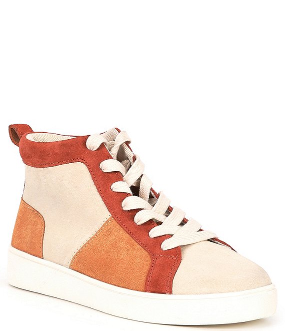 Color:Spiced Auburn - Image 1 - Mac Colorblock Suede High Top Sneakers