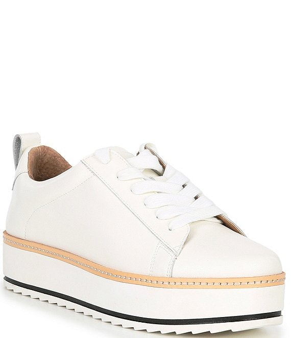 Color:White - Image 1 - Penny Leather Platform Lace-Up Sneakers