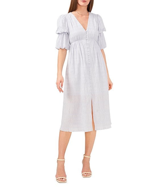 Color:Gray Dawn - Image 1 - Textured V-Neck Shirt Dress