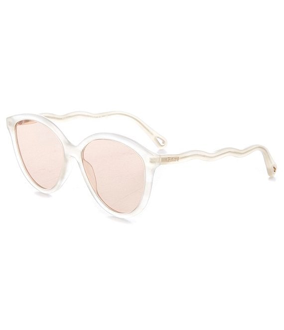 Color:Opal White Havana - Image 1 - Women's Ch0087s 57 Round Sunglasses