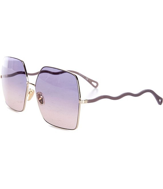 Color:Shiny Classic Gold - Image 1 - Women's Noore Ch0054s 64mm Rectangle Sunglasses