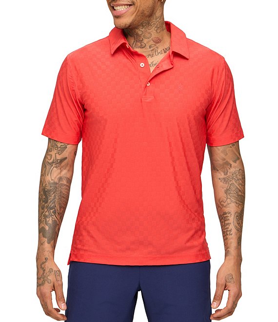 Chubbies Chili Pepper Short Sleeve Tonal Checkered Knit Polo
