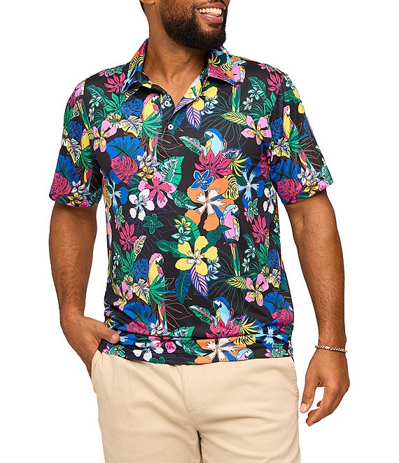Chubbies Deep Floral Printed Performance Short Sleeve Polo