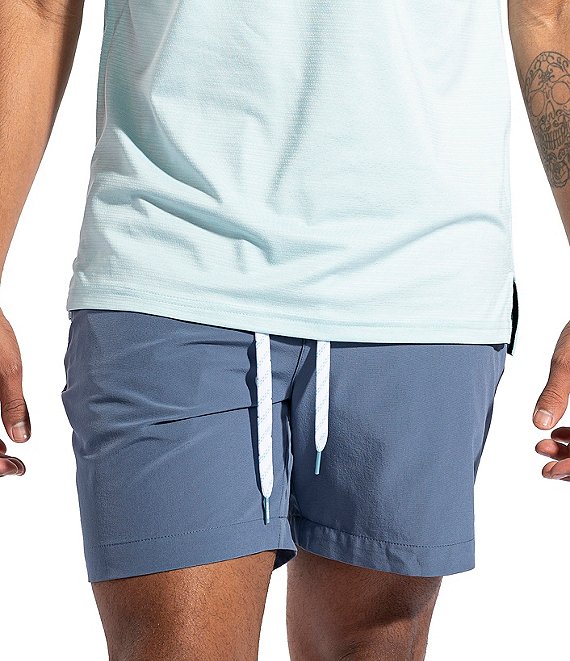 Color:Dusty Blue - Image 1 - Ice Caps 6#double; Inseam Everywear Stretch Shorts