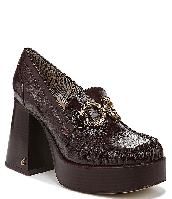 Color:Burgundy Glossy - Image 1 - Susie Platform Loafers