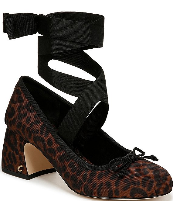 Circus NY by Sam Edelman Della Leopard Print Ankle Wrap Block Heel Pumps Dillard s