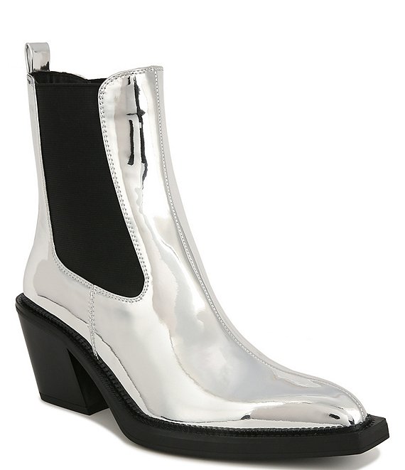 Color:Soft Silver - Image 1 - Mindy 2 Metallic Western Inspired Booties