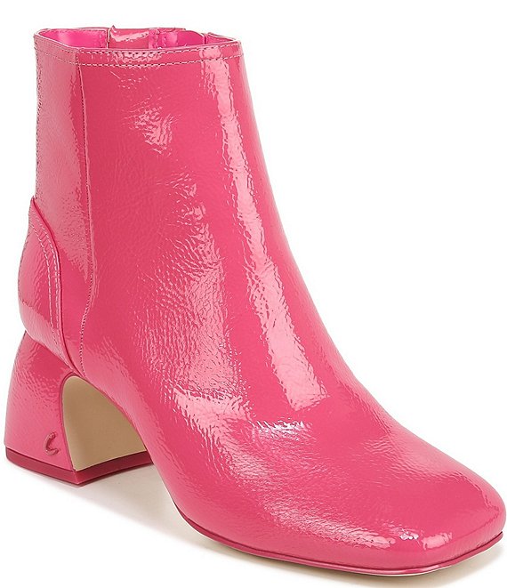 Color:Pink Peacock - Image 1 - Ozzie Crinkle Patent Booties