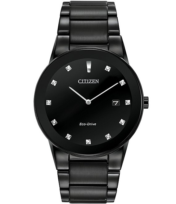Citizen Men's Axiom Two Hand Black Stainless Steel Bracelet Watch