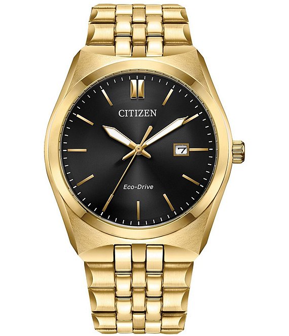 Citizen Men s Eco Drive Three Hand Gold Tone Stainless Steel Watch Dillard s