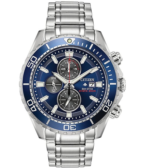 Color:Silver/Blue - Image 1 - Men's Promaster Dive Chronograph Stainless Steel Bracelet Watch