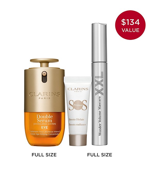 Clarins Double Serum Eye Brightening & Depuffing 3-Piece Gift Set