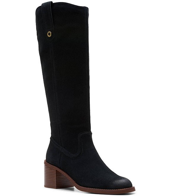 Clarks long suede boots on sale