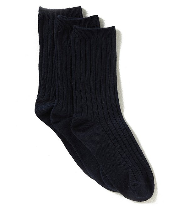Color:Navy - Image 1 - Boys 3-pack Solid Dress Socks