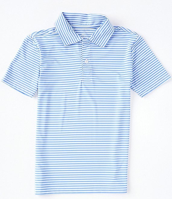 Color:Vista White - Image 1 - Big Boys 8-20 Feeder Stripe Short Sleeve Synthetic Polo