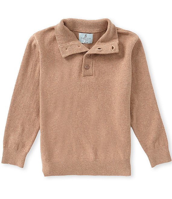 Class Club Big Boys Long Sleeve Button Mock Neck Cashmere Blend Sweater