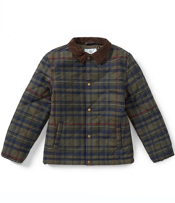 Class Club Big Boys Plaid Quilted Snap Front Barn Coat