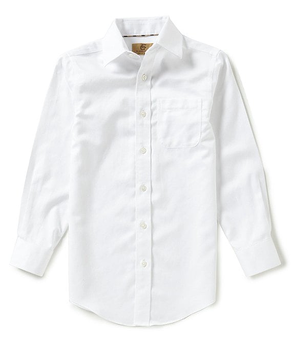 Color:White - Image 1 - Gold Label Big Boys 8-20 Spread Collar Herringbone Shirt