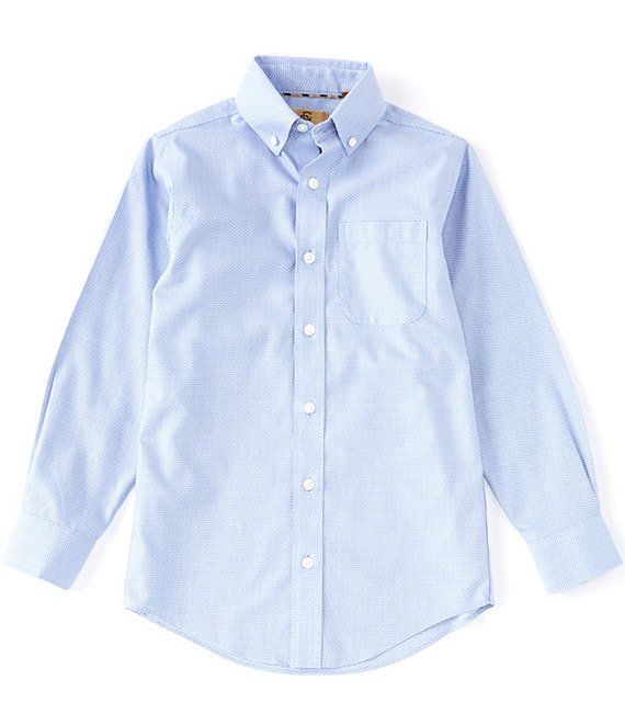 Color:Blue - Image 1 - Big Boys 8-20 Long Sleeve Non-Iron Texture Button Front Shirt